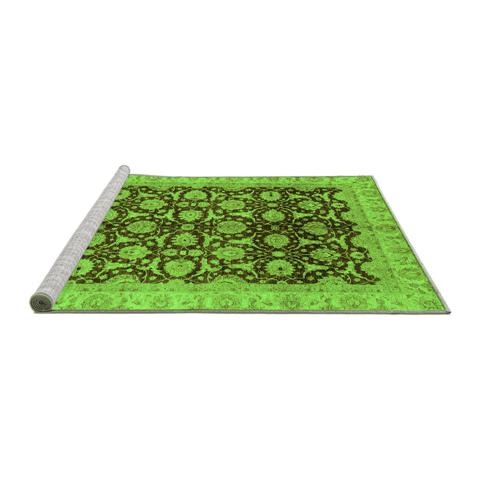 Sideview of Machine Washable Oriental Green Traditional Area Rugs, wshabs3657grn