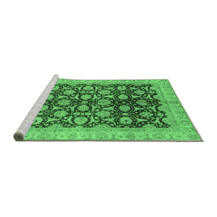 Sideview of Machine Washable Oriental Emerald Green Traditional Area Rugs, wshabs3657emgrn