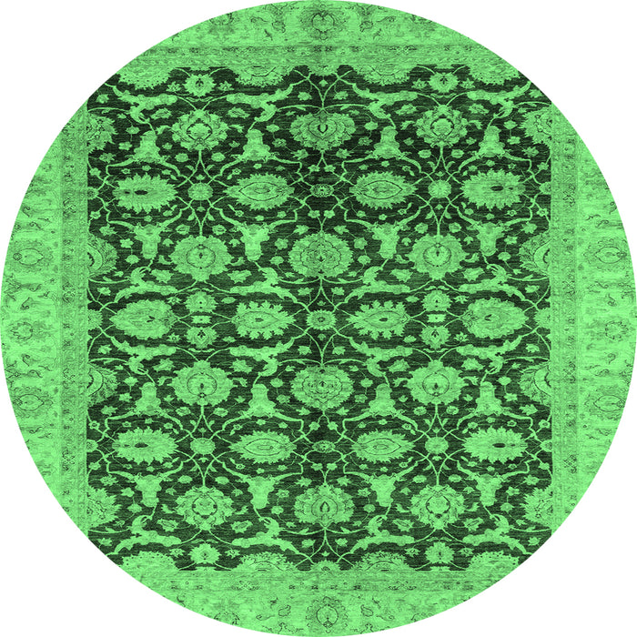 Round Oriental Emerald Green Traditional Rug, abs3657emgrn