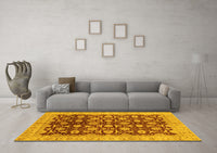 Machine Washable Oriental Yellow Traditional Rug, wshabs3657yw