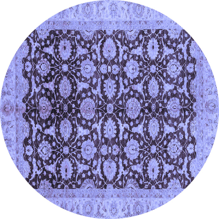 Round Oriental Blue Traditional Rug, abs3657blu