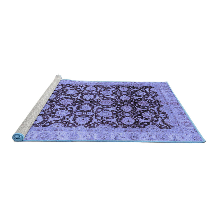 Sideview of Machine Washable Oriental Blue Traditional Rug, wshabs3657blu