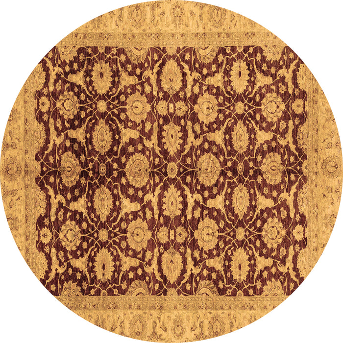 Round Machine Washable Oriental Brown Traditional Rug, wshabs3657brn