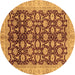 Round Machine Washable Oriental Brown Traditional Rug, wshabs3657brn