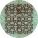 Round Oriental Light Blue Traditional Rug, abs3657lblu