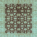 Square Oriental Light Blue Traditional Rug, abs3657lblu