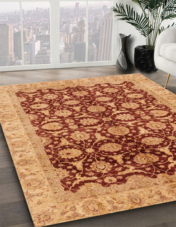 Machine Washable Abstract Orange Rug in a Family Room, wshabs3657