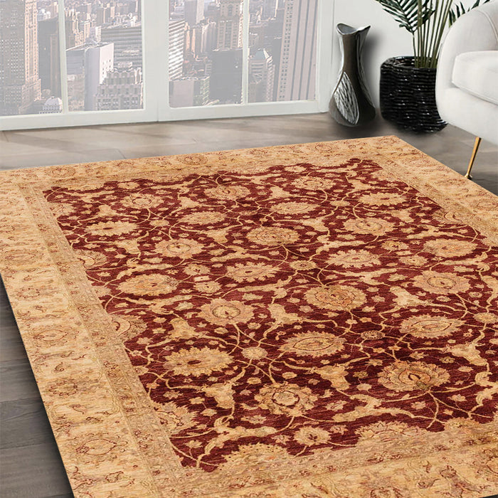 Machine Washable Abstract Orange Rug in a Family Room, wshabs3657
