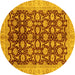 Round Oriental Yellow Traditional Rug, abs3657yw