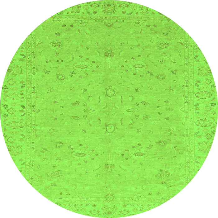 Round Abstract Green Modern Rug, abs3658grn