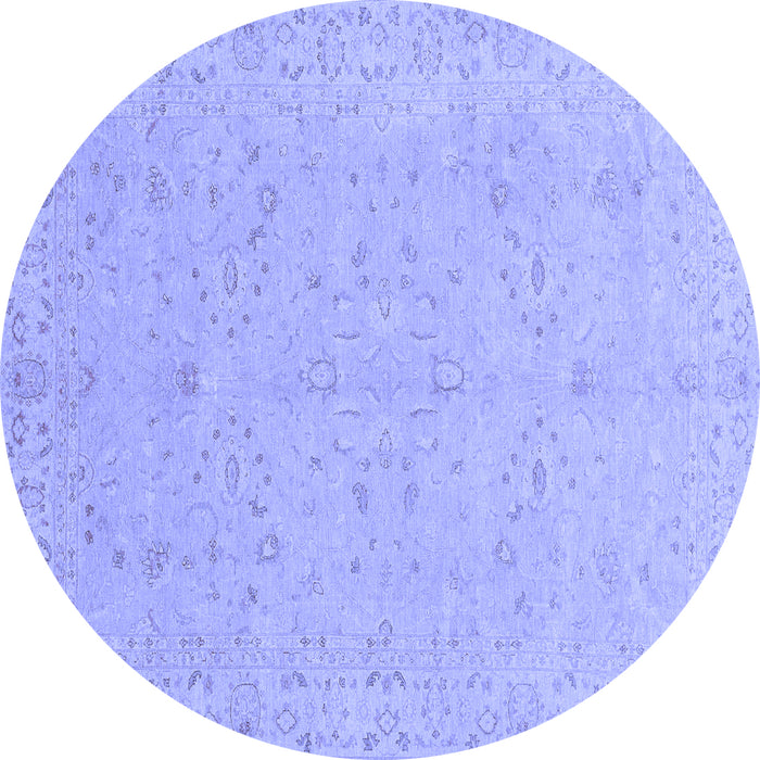 Round Abstract Blue Modern Rug, abs3658blu