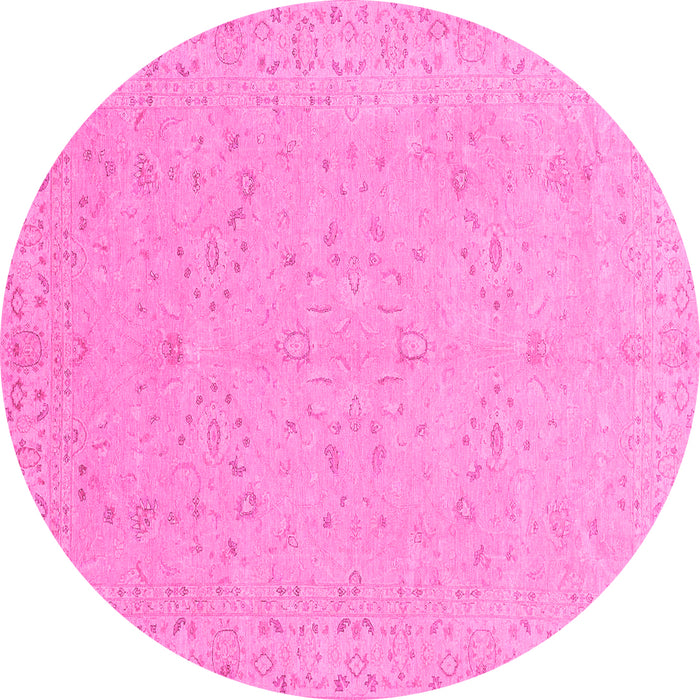 Round Abstract Pink Modern Rug, abs3658pnk