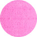 Round Abstract Pink Modern Rug, abs3658pnk