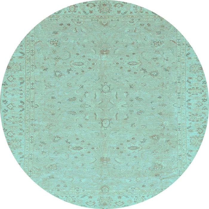 Round Abstract Light Blue Modern Rug, abs3658lblu