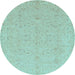 Round Abstract Light Blue Modern Rug, abs3658lblu