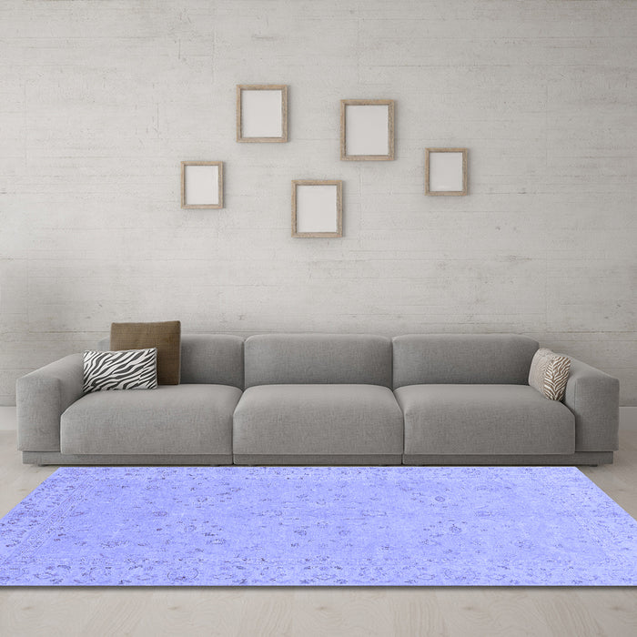 Machine Washable Abstract Blue Modern Rug in a Living Room, wshabs3658blu