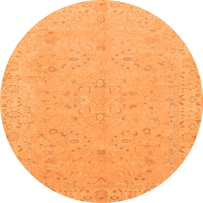 Round Abstract Orange Modern Rug, abs3658org