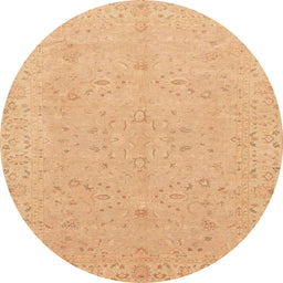 Round Machine Washable Abstract Orange Rug, wshabs3658