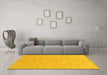 Machine Washable Abstract Yellow Modern Rug in a Living Room, wshabs3658yw