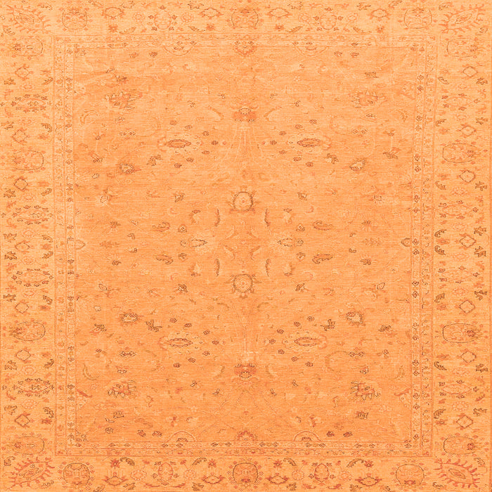 Square Machine Washable Abstract Orange Modern Area Rugs, wshabs3658org