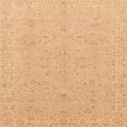 Square Machine Washable Abstract Orange Rug, wshabs3658