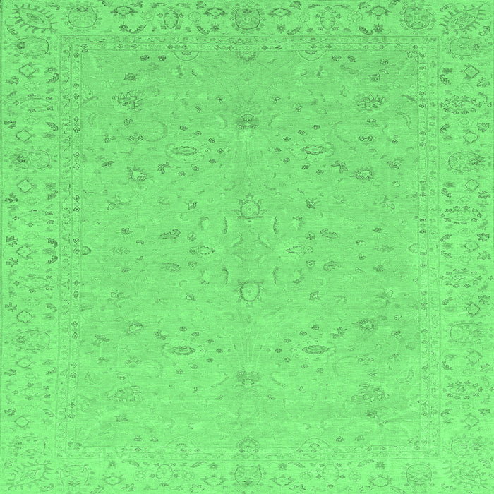 Square Machine Washable Abstract Emerald Green Modern Area Rugs, wshabs3658emgrn