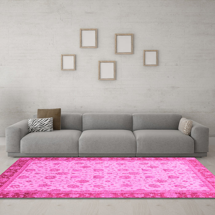 Machine Washable Abstract Pink Modern Rug in a Living Room, wshabs3659pnk