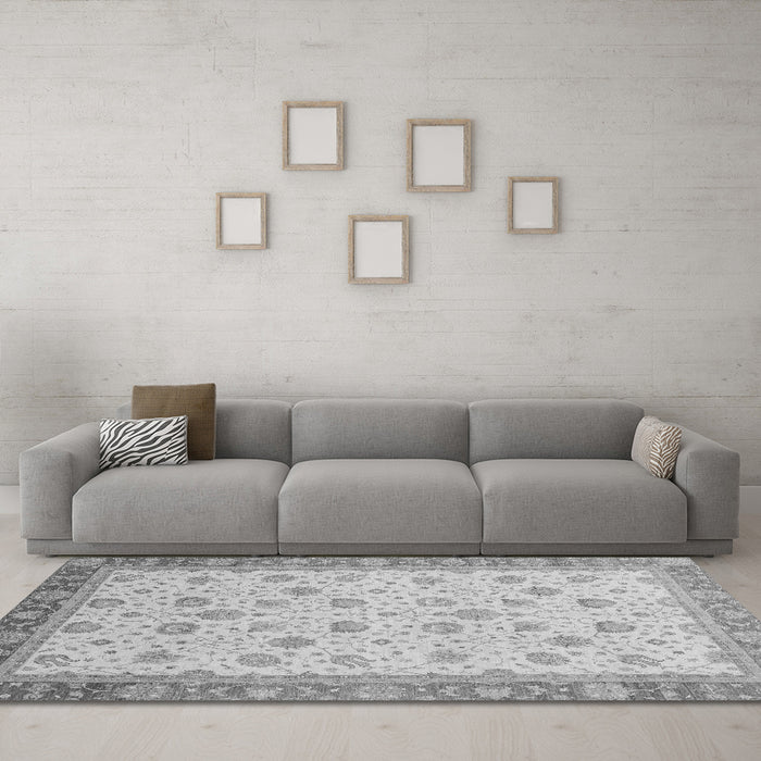 Machine Washable Abstract Gray Modern Rug in a Living Room,, wshabs3659gry