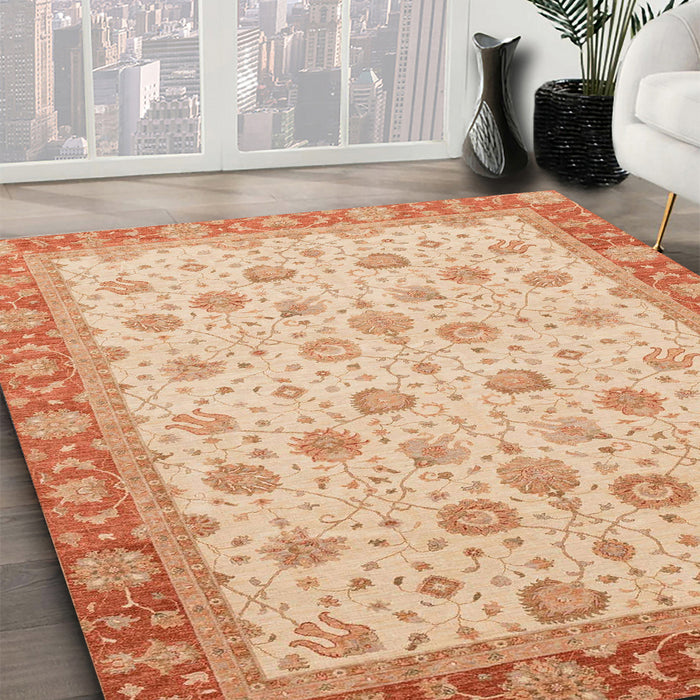 Machine Washable Abstract Orange Rug in a Family Room, wshabs3659