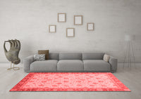 Machine Washable Abstract Red Modern Rug, wshabs3659red