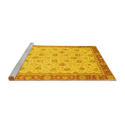 Sideview of Machine Washable Abstract Yellow Modern Rug, wshabs3659yw