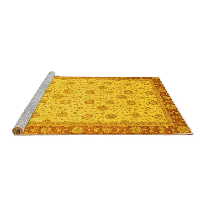 Sideview of Machine Washable Abstract Yellow Modern Rug, wshabs3659yw