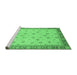 Sideview of Machine Washable Abstract Emerald Green Modern Area Rugs, wshabs3659emgrn