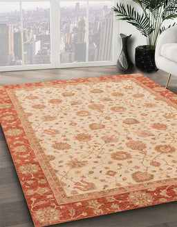 Abstract Orange Modern Rug in Family Room, abs3659