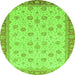 Round Machine Washable Abstract Green Modern Area Rugs, wshabs3659grn