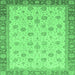 Square Abstract Emerald Green Modern Rug, abs3659emgrn