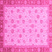 Square Machine Washable Abstract Pink Modern Rug, wshabs3659pnk