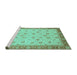 Sideview of Machine Washable Abstract Turquoise Modern Area Rugs, wshabs3659turq