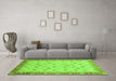 Machine Washable Abstract Green Modern Area Rugs in a Living Room,, wshabs3659grn