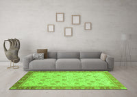 Machine Washable Abstract Green Modern Rug, wshabs3659grn