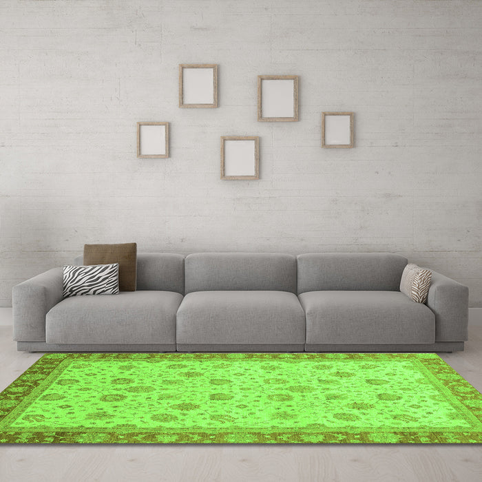 Machine Washable Abstract Green Modern Area Rugs in a Living Room,, wshabs3659grn