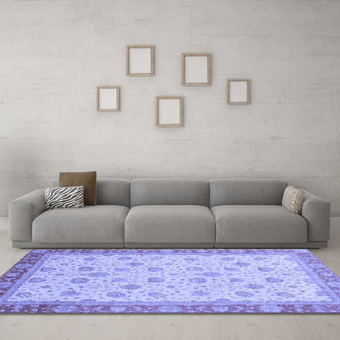 Machine Washable Abstract Blue Modern Rug in a Living Room, wshabs3659blu