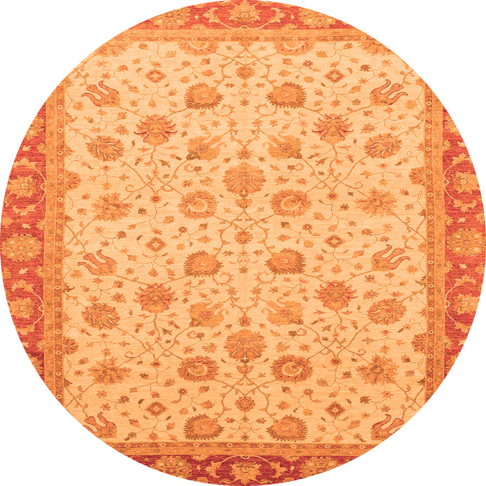 Round Abstract Orange Modern Rug, abs3659org