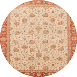 Round Machine Washable Abstract Orange Rug, wshabs3659