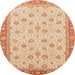 Round Machine Washable Abstract Orange Rug, wshabs3659