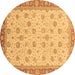 Round Abstract Brown Modern Rug, abs3659brn