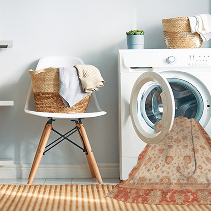 Machine Washable Abstract Orange Rug in a Washing Machine, wshabs3659