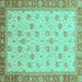 Square Machine Washable Abstract Turquoise Modern Area Rugs, wshabs3659turq