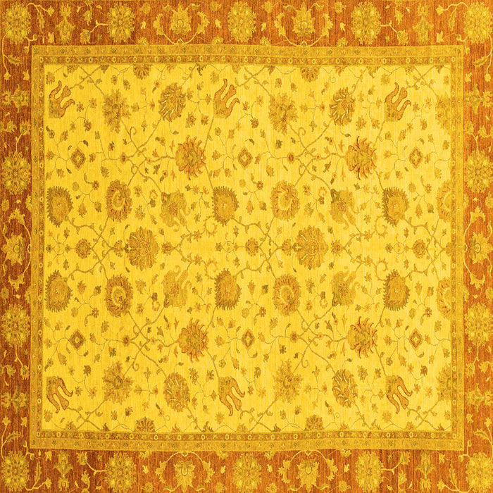 Square Machine Washable Abstract Yellow Modern Rug, wshabs3659yw