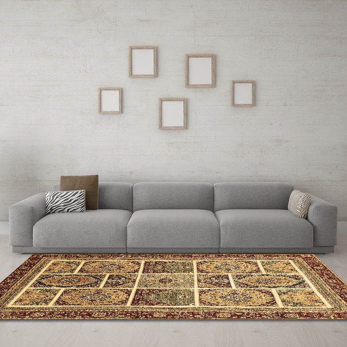 Machine Washable Abstract Brown Modern Rug in a Living Room,, wshabs365brn